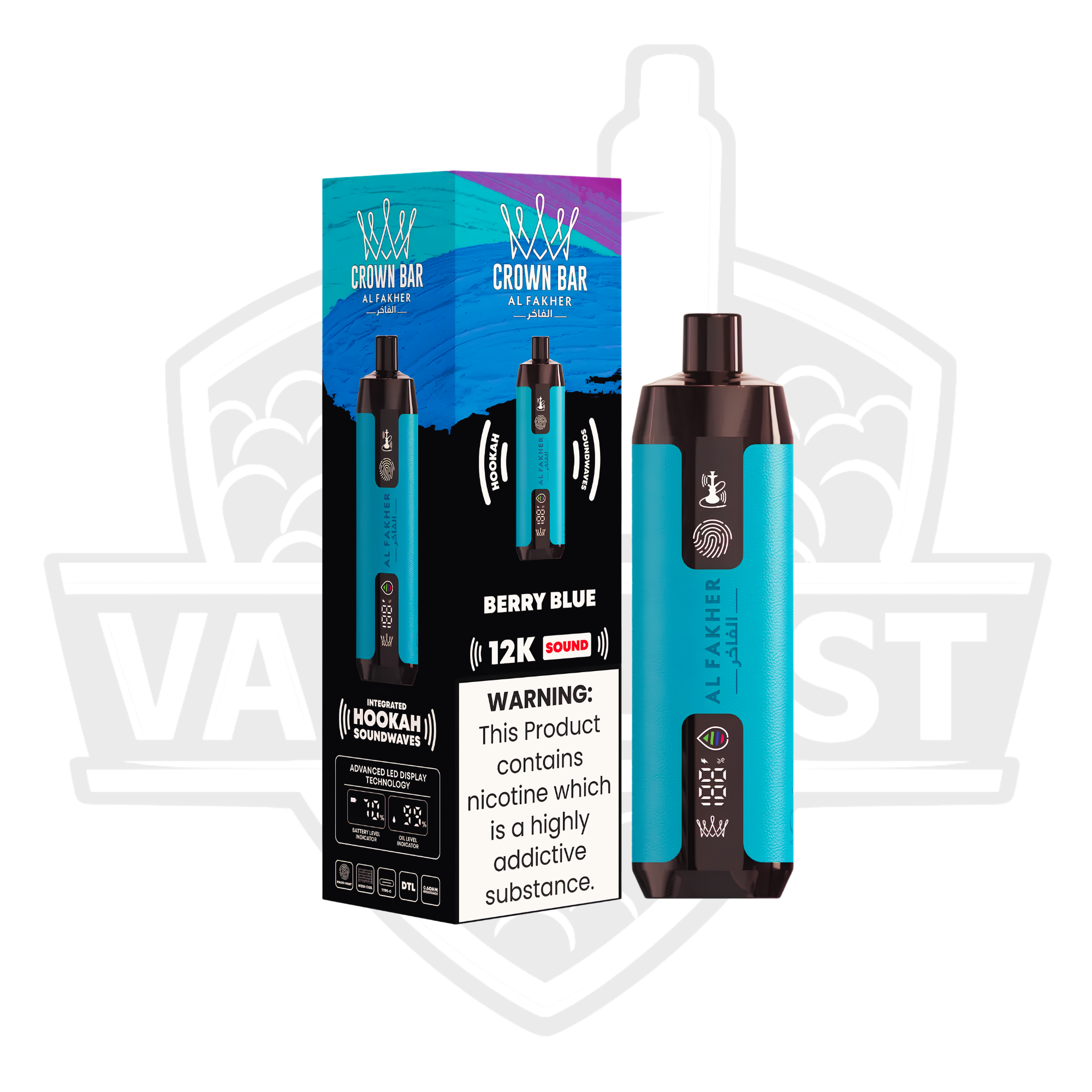 AL Fakher Crown 12K Puffs Disposable Vape – Berry Blue