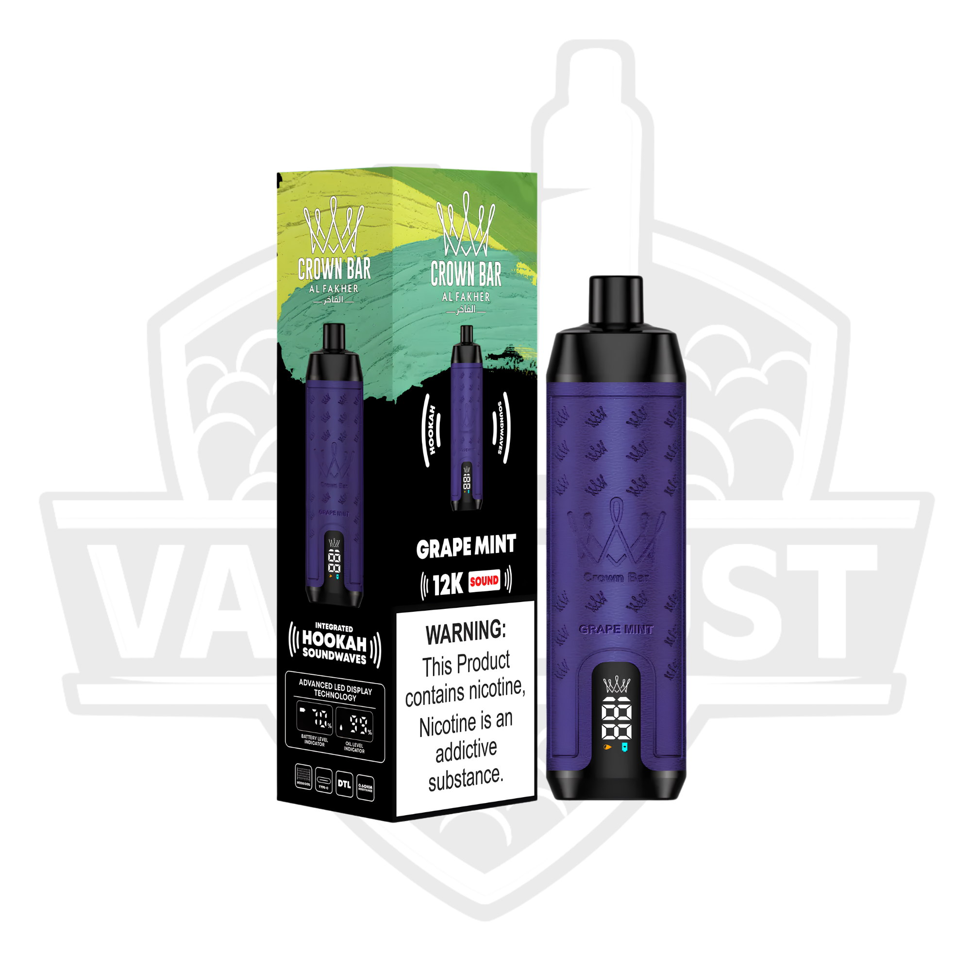 AL Fakher Crown 12K Puffs Disposable Vape – Grape Mint