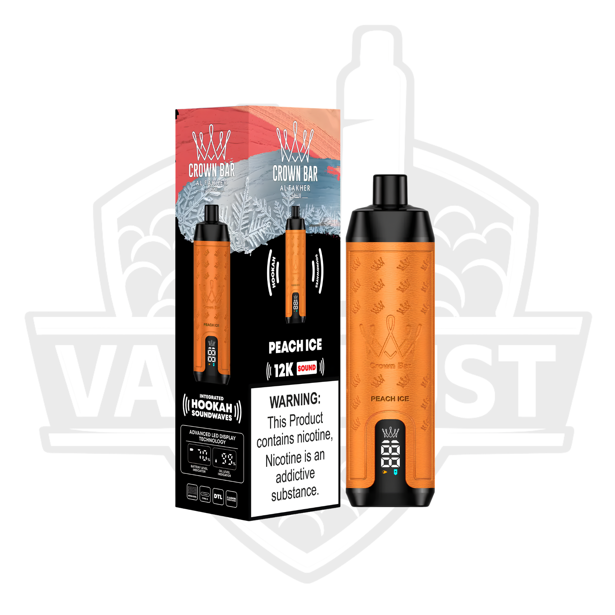 AL Fakher Crown 12K Puffs Disposable Vape – Peach Ice