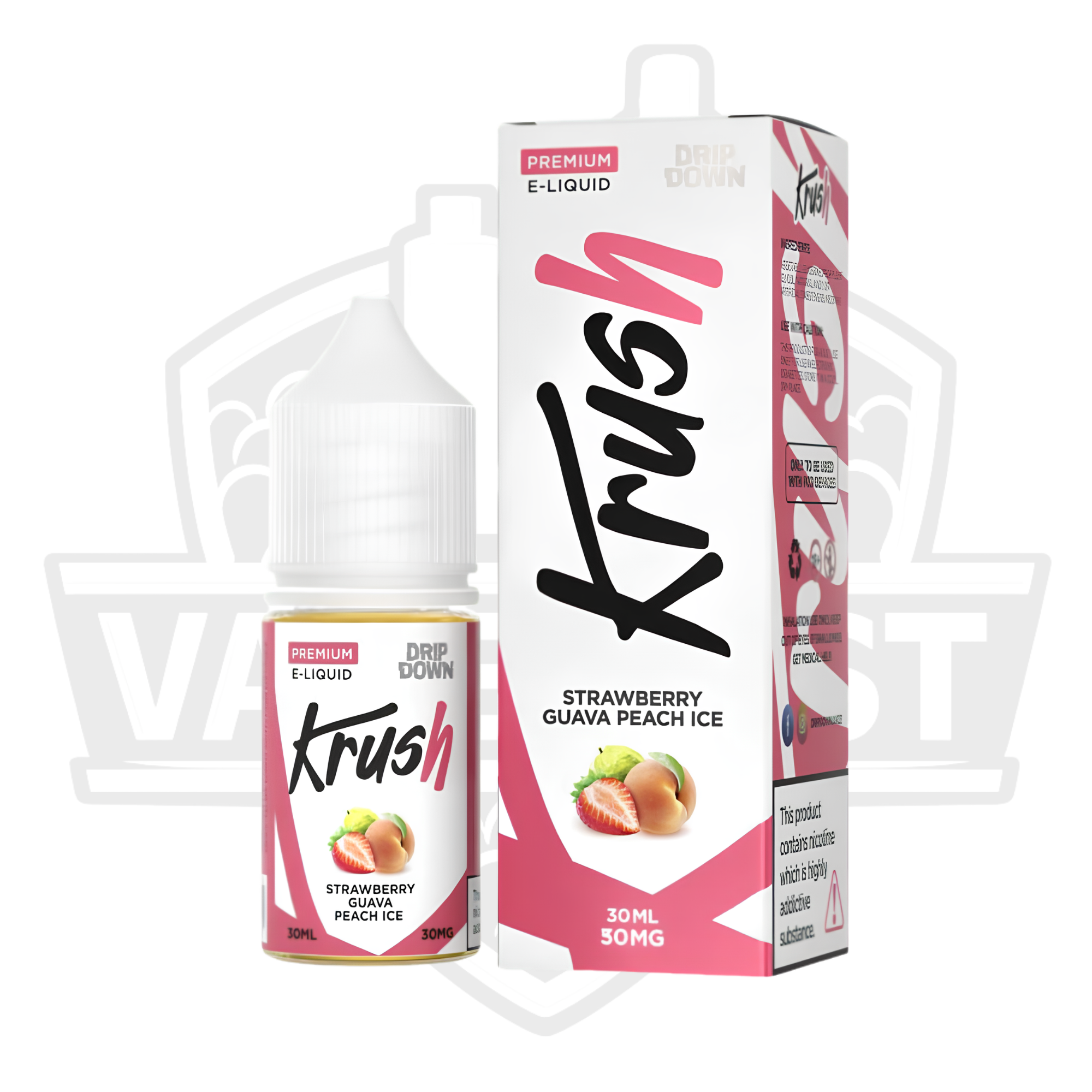 Drip Down Krush Strawberry Guava Peach Ice Salt Nic E-Liquid – 30ml