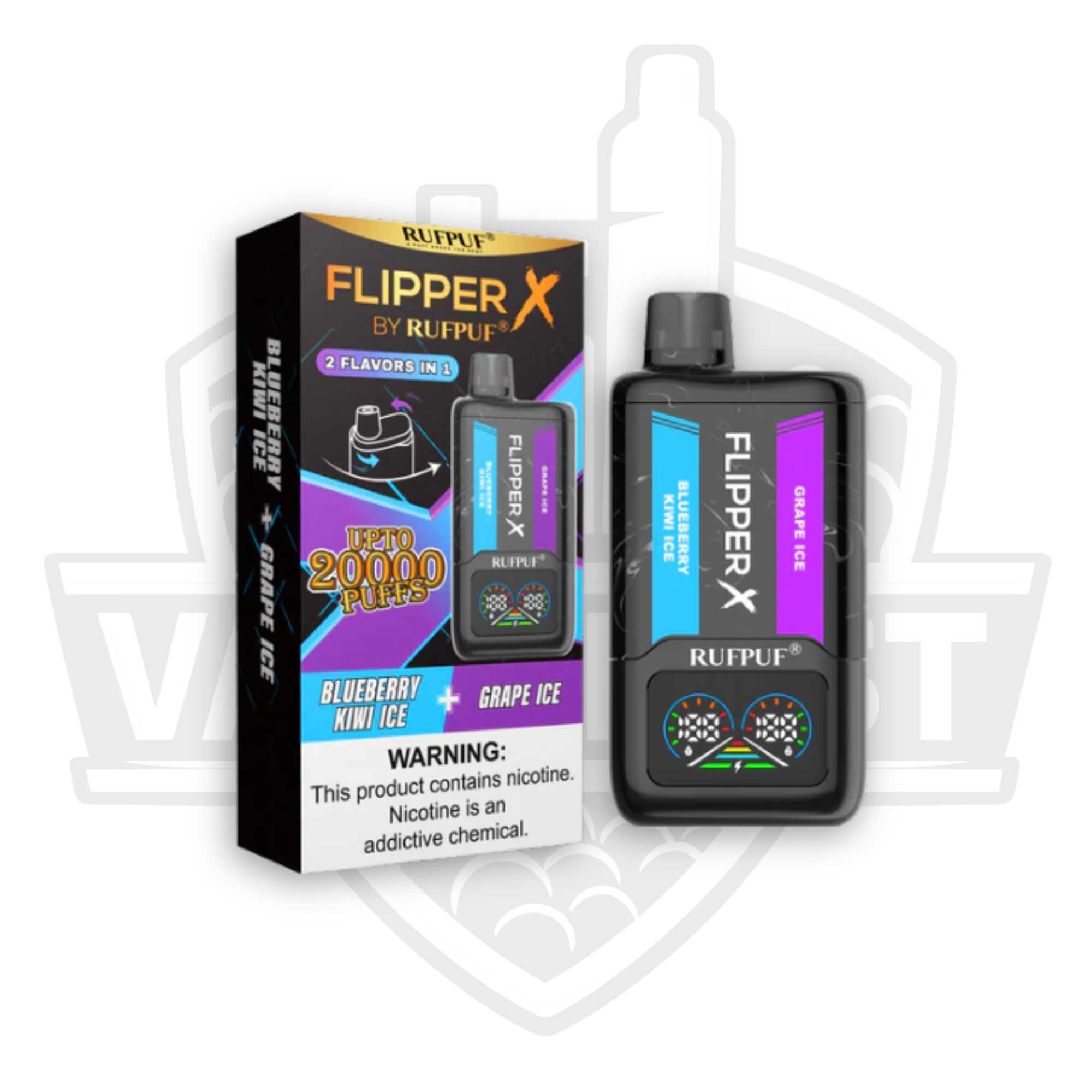 Rufpuf Flipper X Blueberry Kiwi Ice and Grape Ice 20K Puffs 35mg 40ml