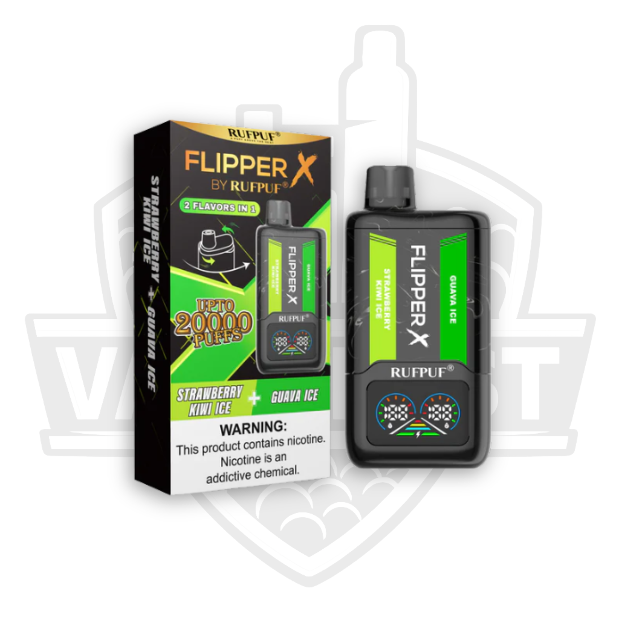 Rufpuf Flipper X Strawberry Kiwi Ice and Guava Ice 20K Puffs 35mg 40ml