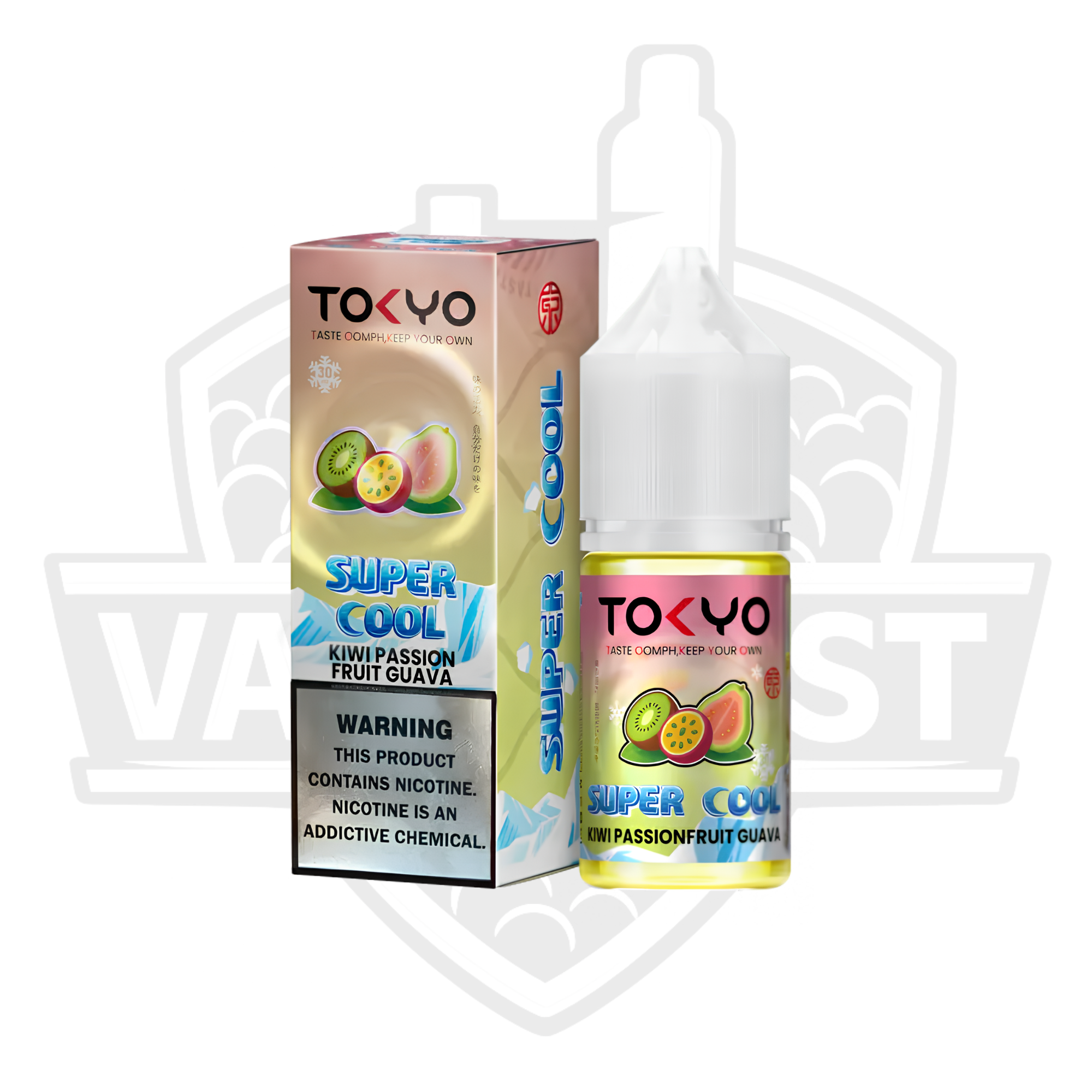 Tokyo Super Cool Kiwi Passion Fruit Guava Salt Nic E-Liquid – 30ml